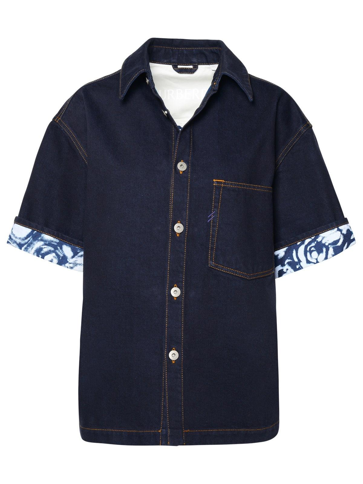 burberry blue cotton shirt