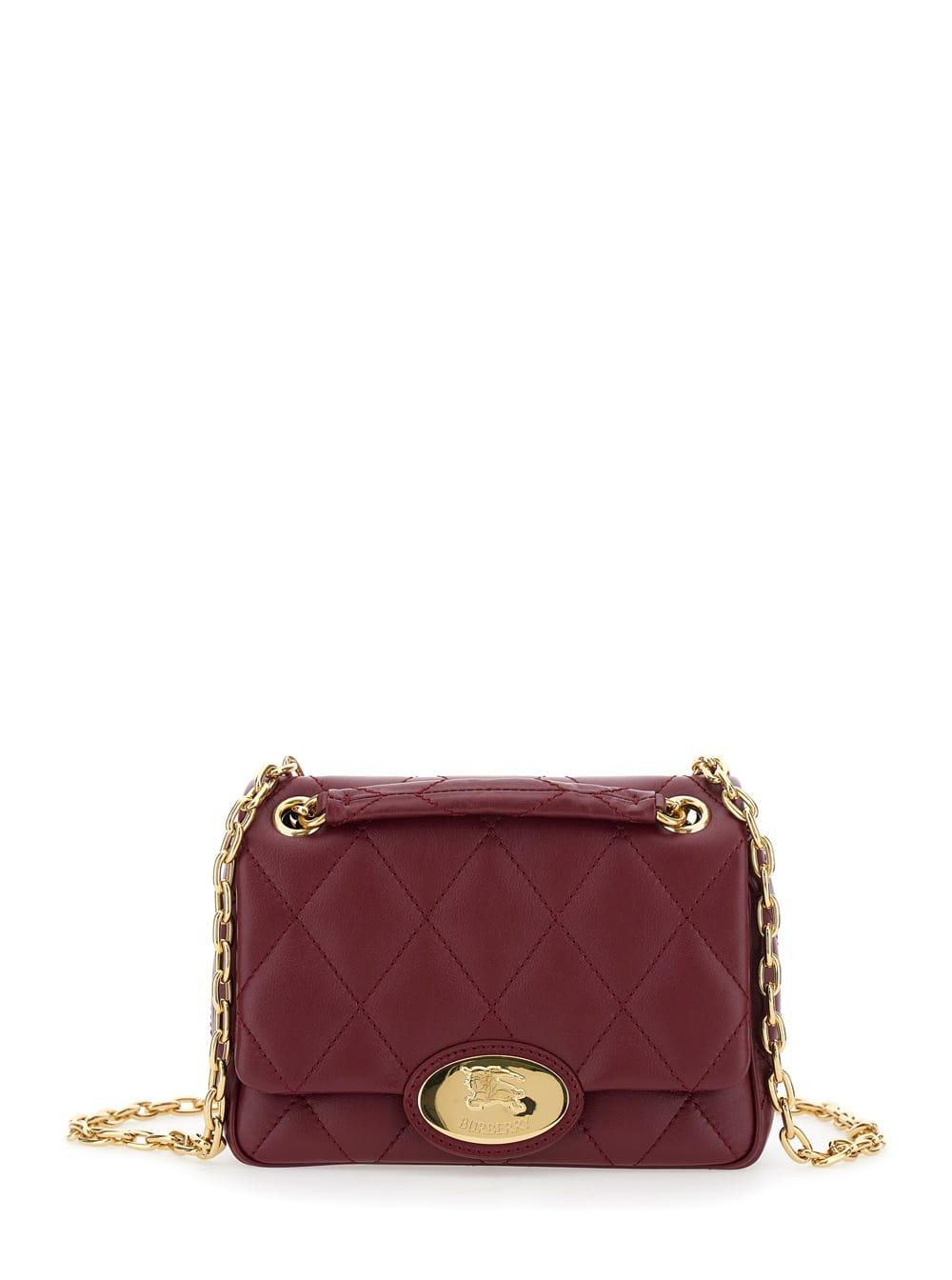 burberry bordeaux quilted crossbody bag with ekd plaque on the front and chain-link shoulder strap in leather woman