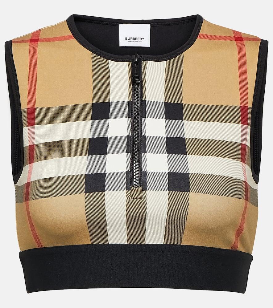 burberry burberry check jersey crop top