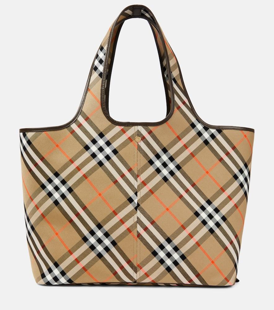 burberry burberry check medium canvas tote bag