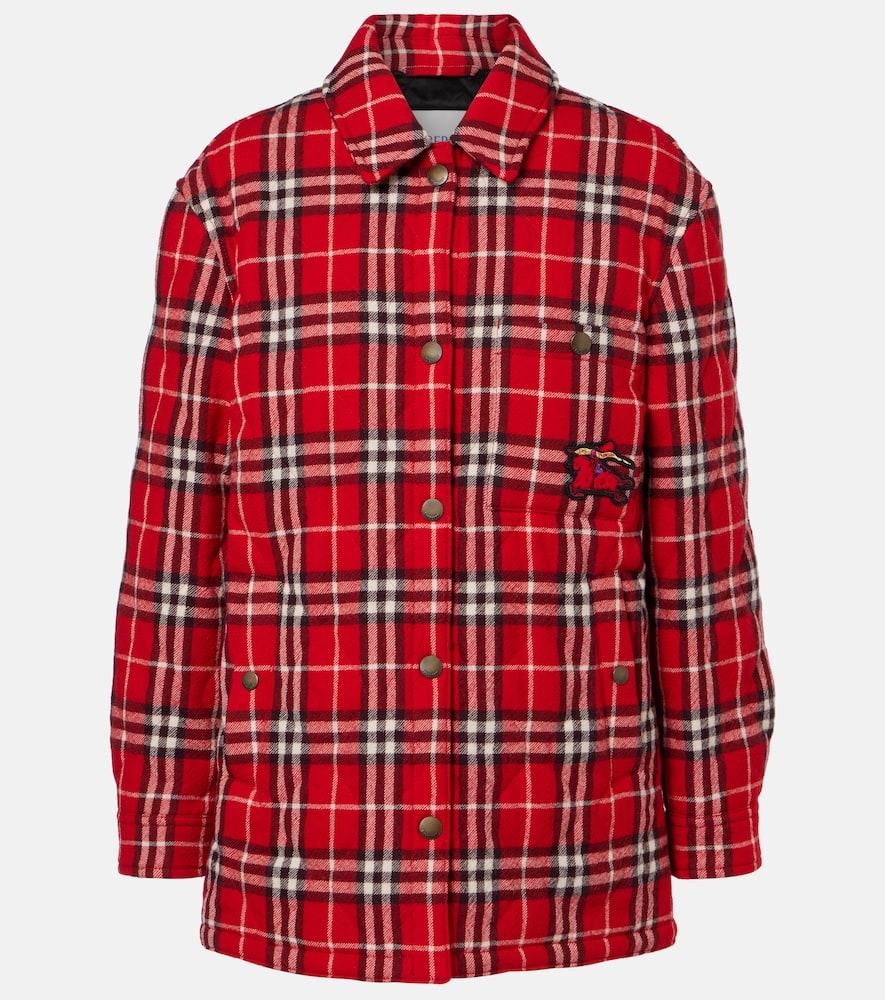 burberry burberry check padded wool jacket