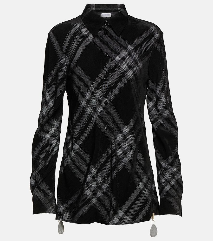 burberry burberry check velvet shirt