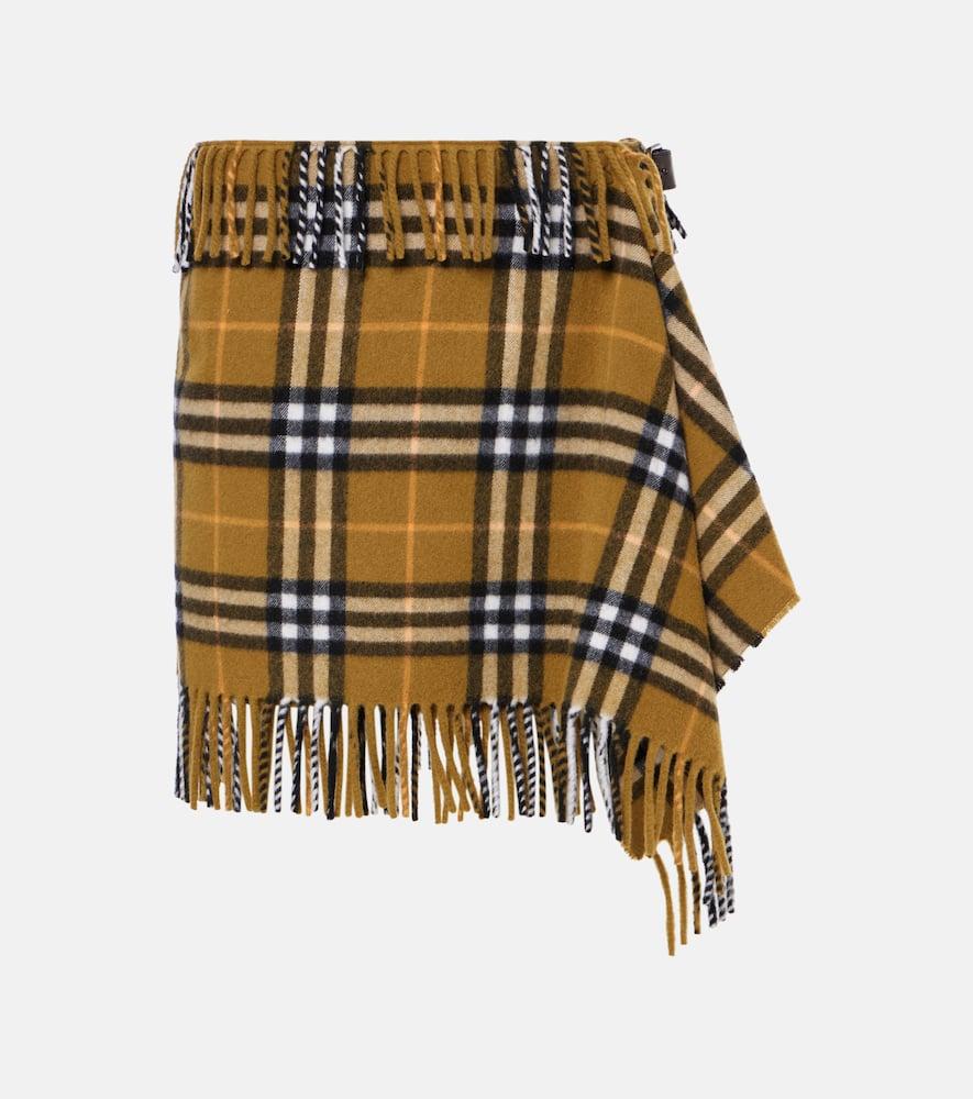 burberry burberry check wool and cashmere miniskirt