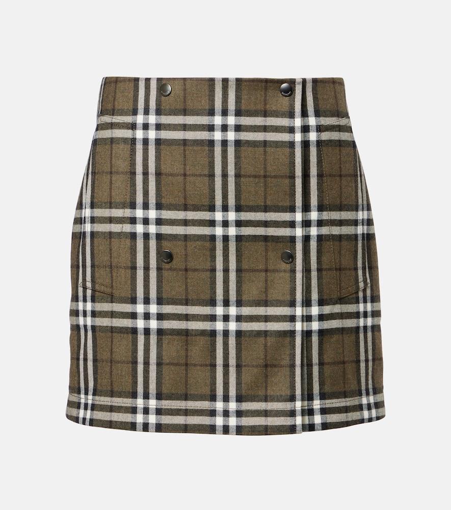 burberry burberry check wool miniskirt