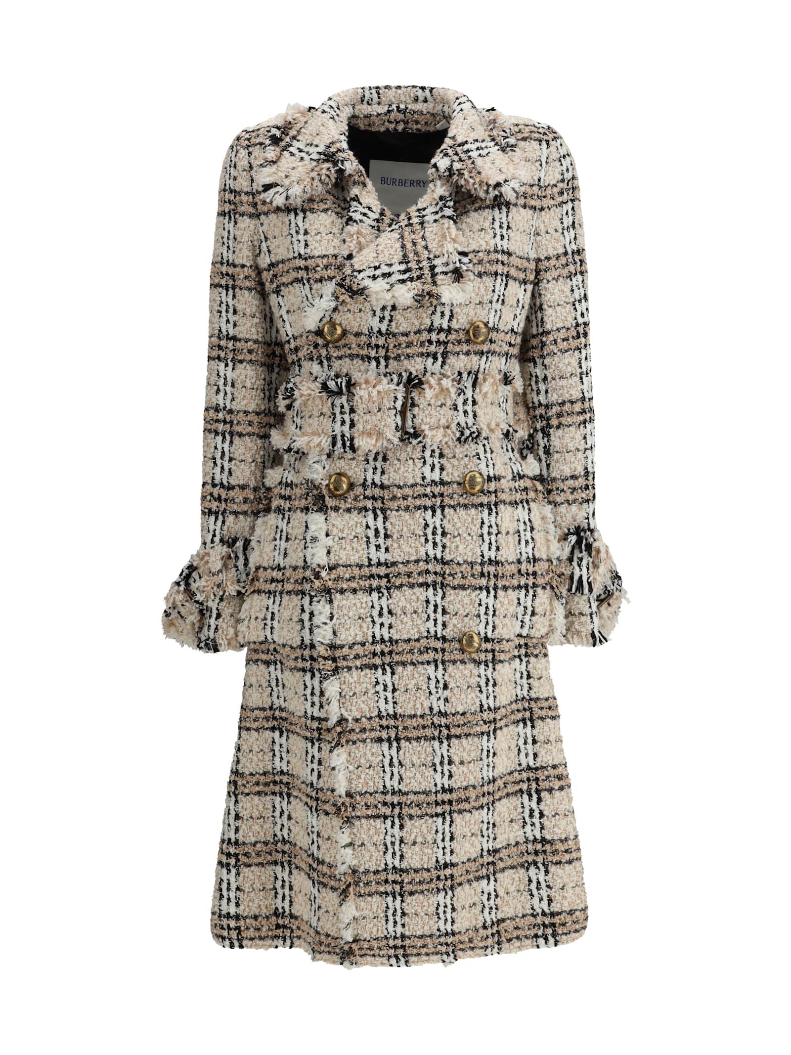 burberry check bouclé coat