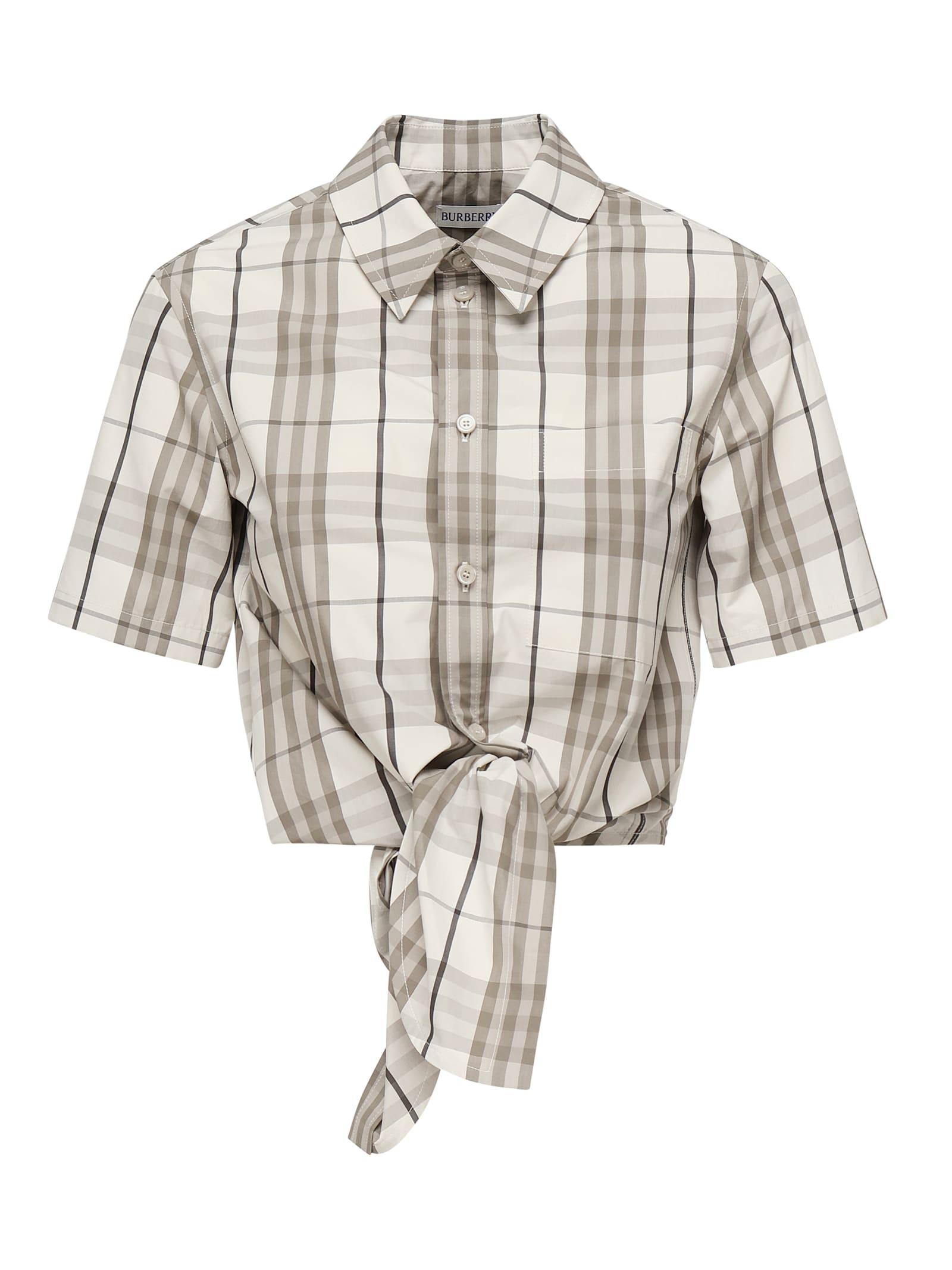 burberry check cotton cropped shirt