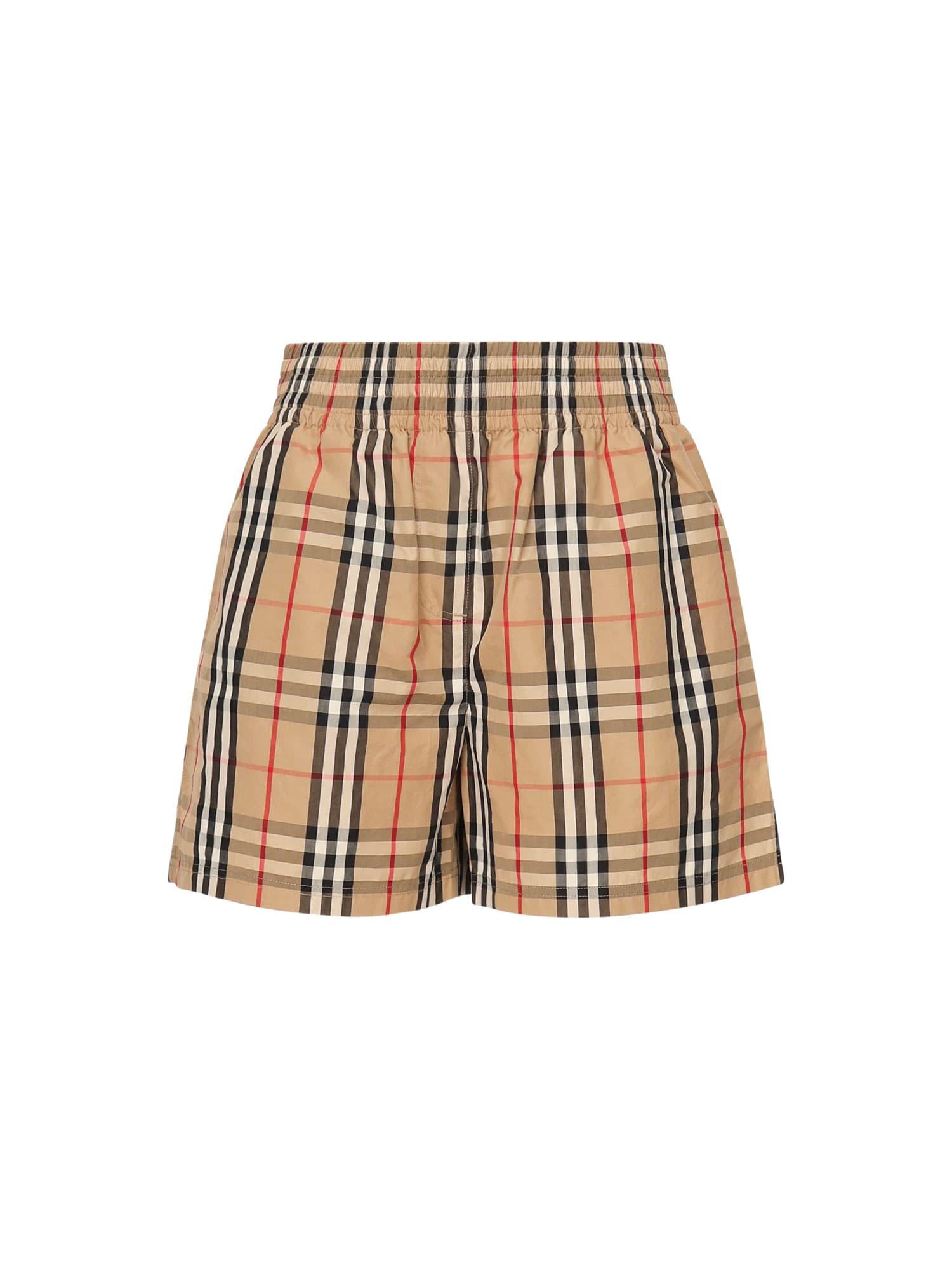 burberry check cotton shorts