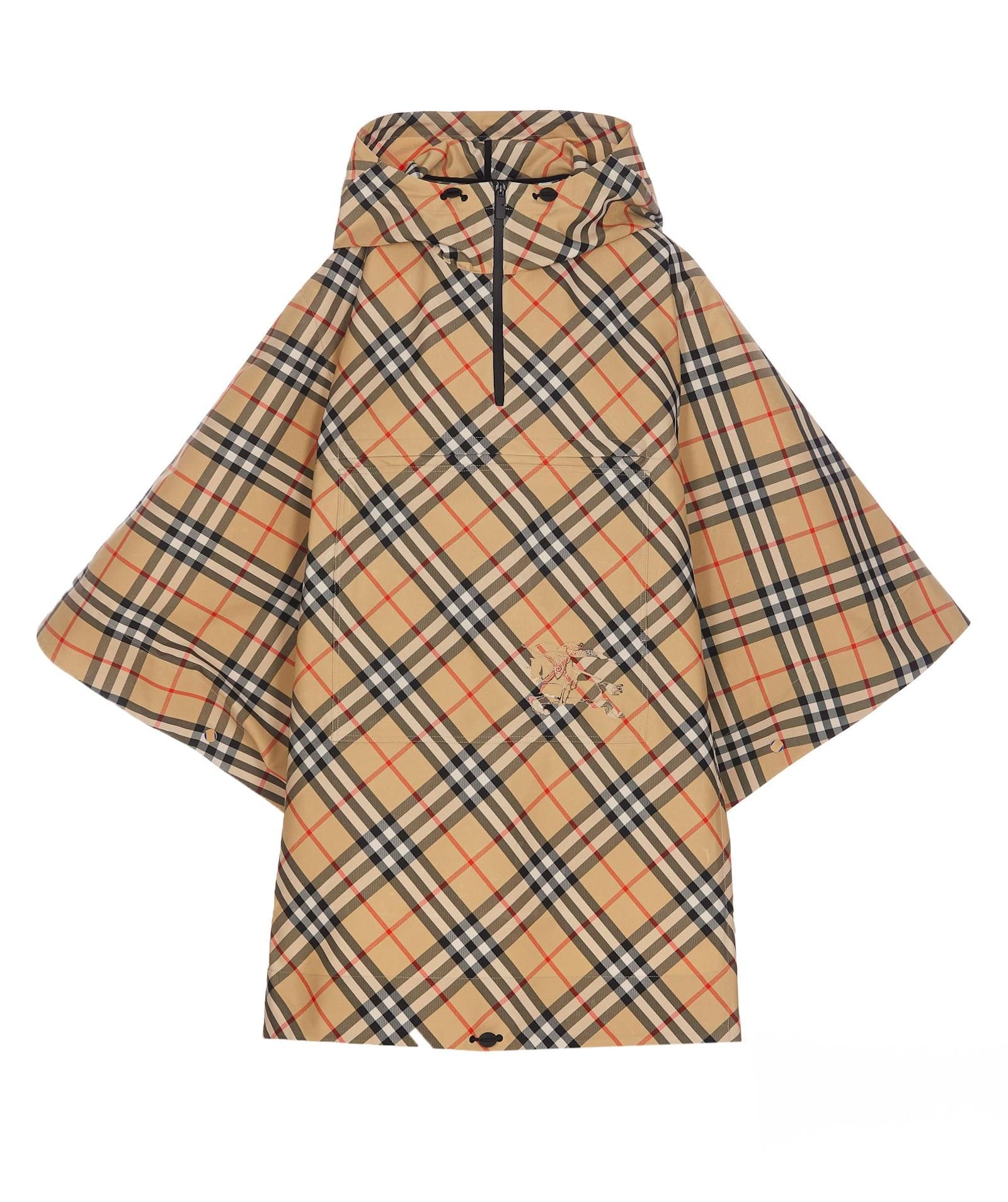 burberry check hooded cape