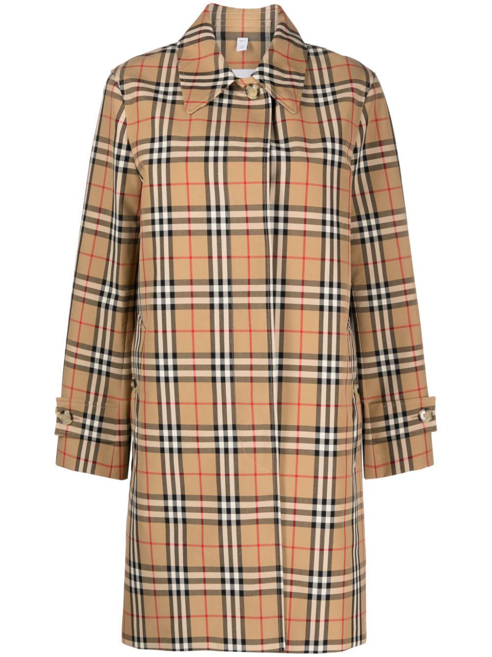 burberry check motif raincoat