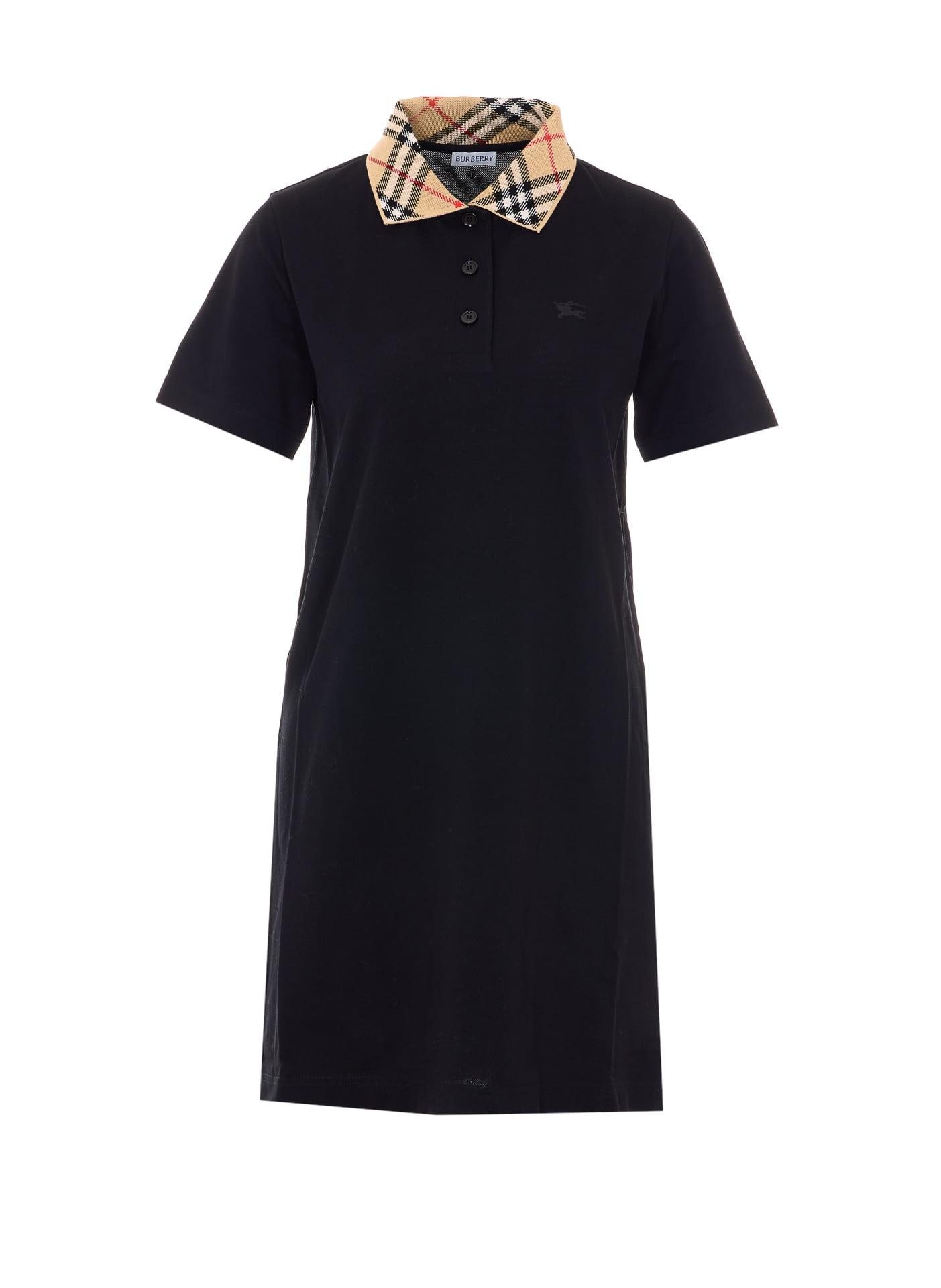 burberry check neck dress