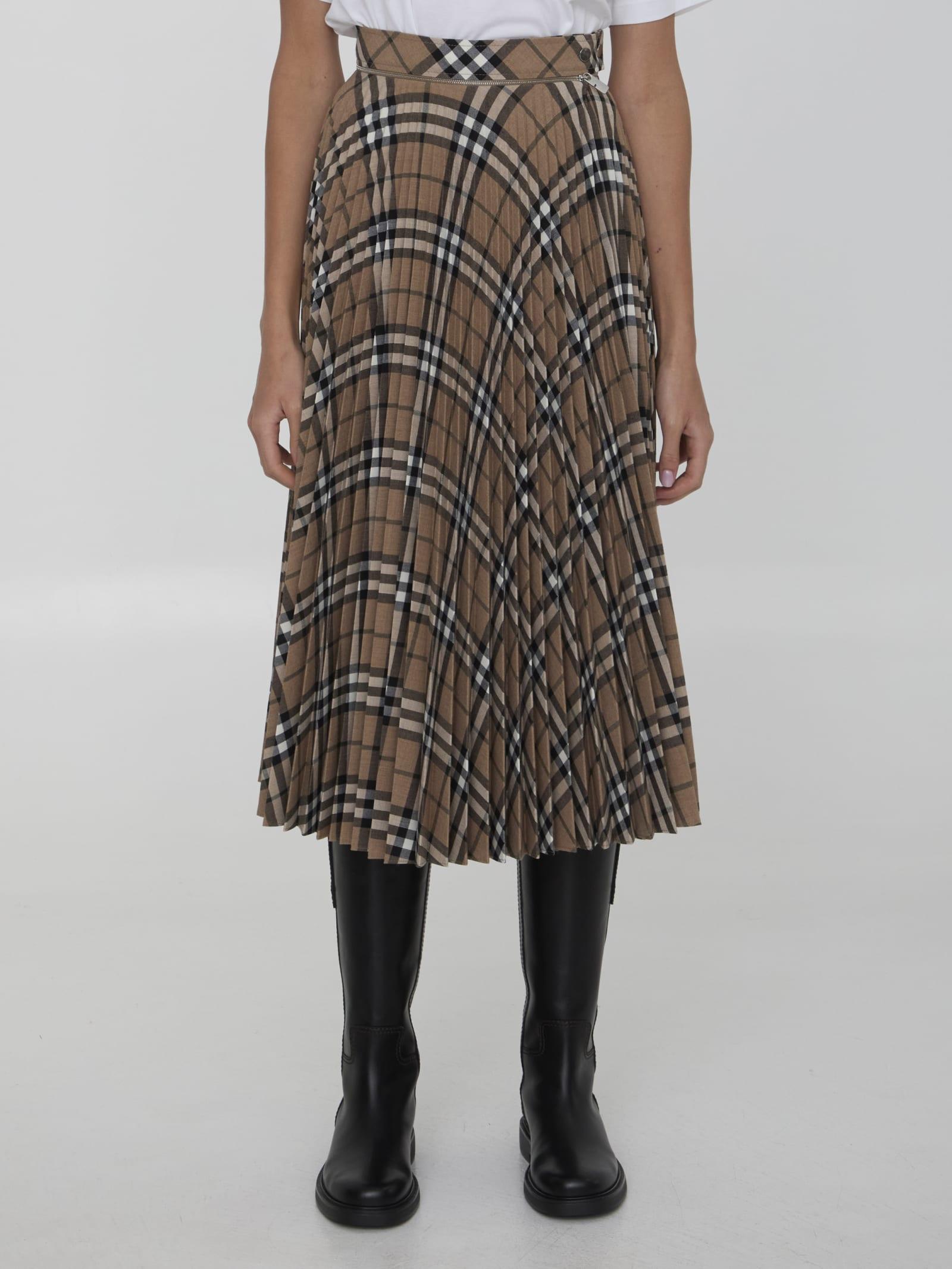 burberry check pleated skirt