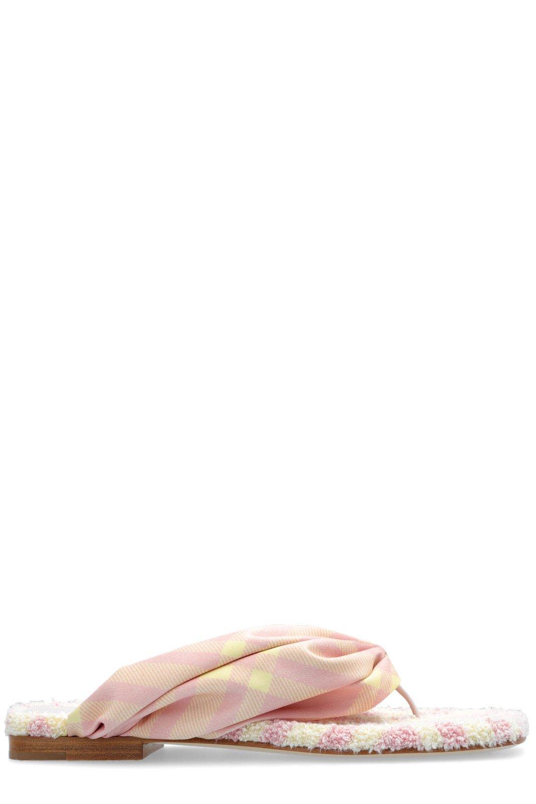 burberry check printed open-toe flat sandals