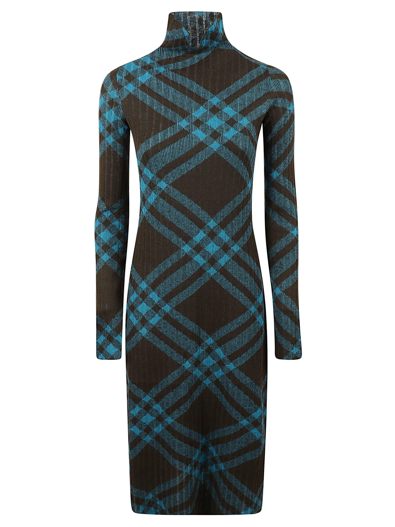 burberry check ribbed dress