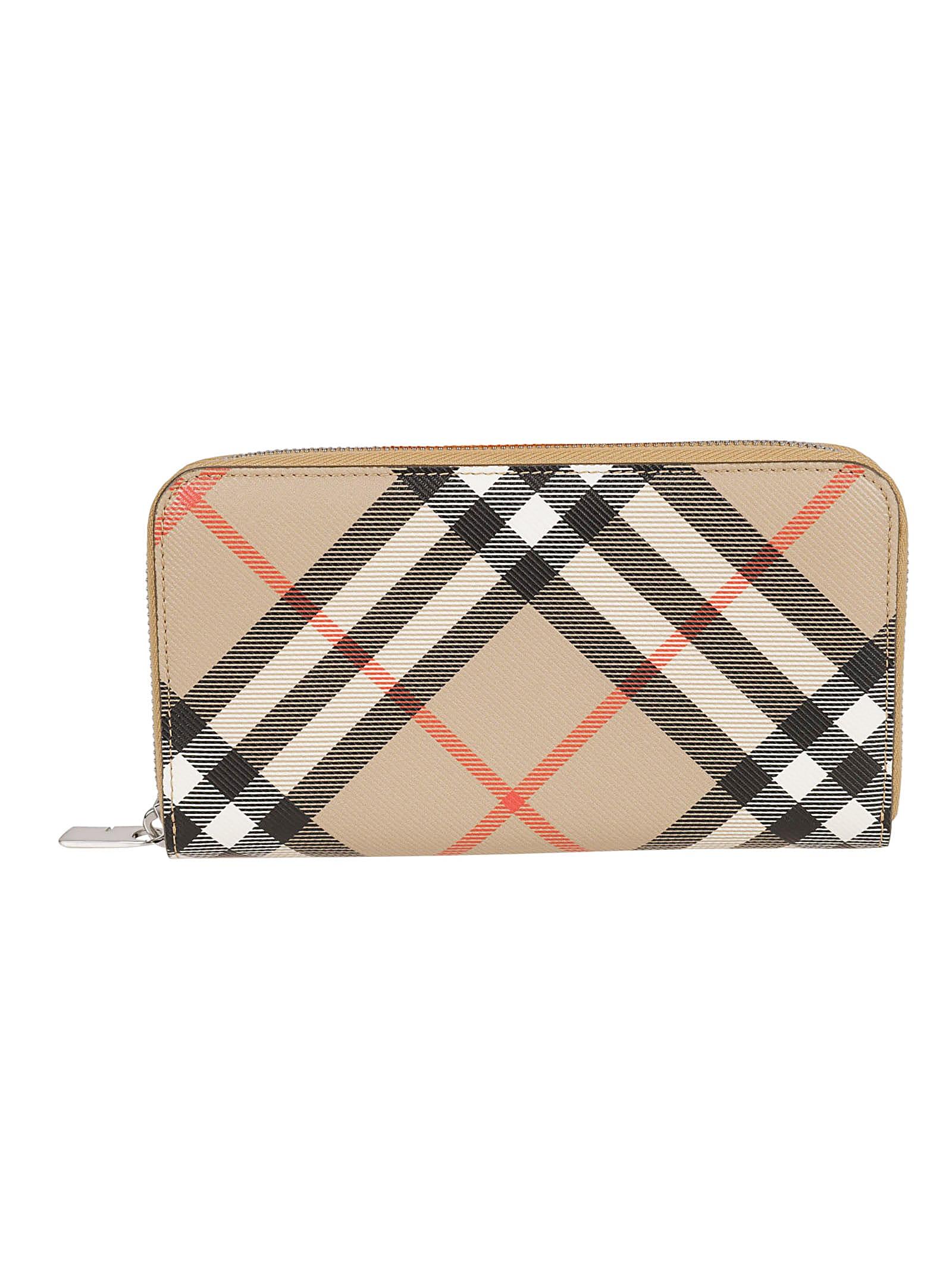 burberry check zip-around wallet