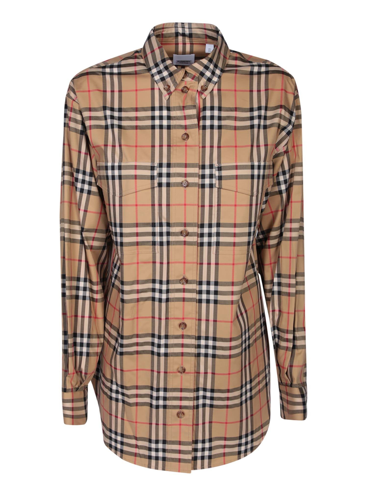 burberry checked buttoned shirt