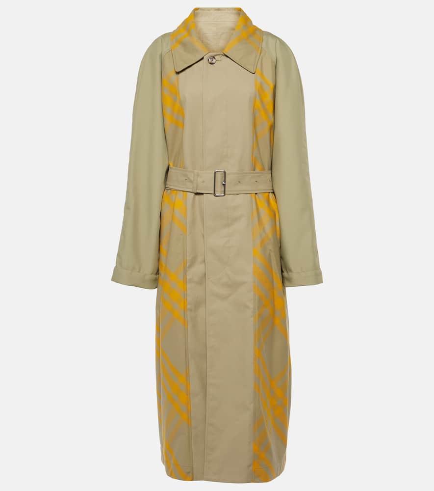 burberry checked cotton gabardine trench coat