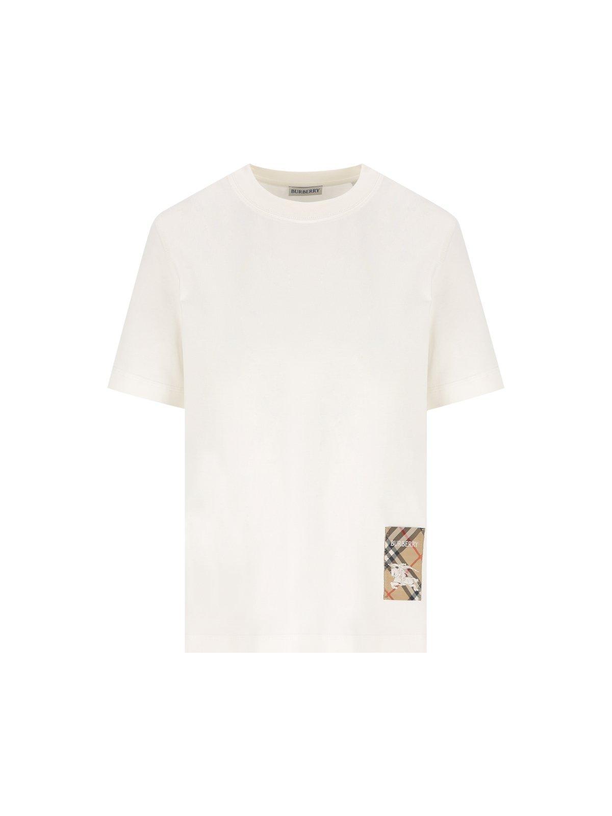 burberry checked patch crewneck t-shirt