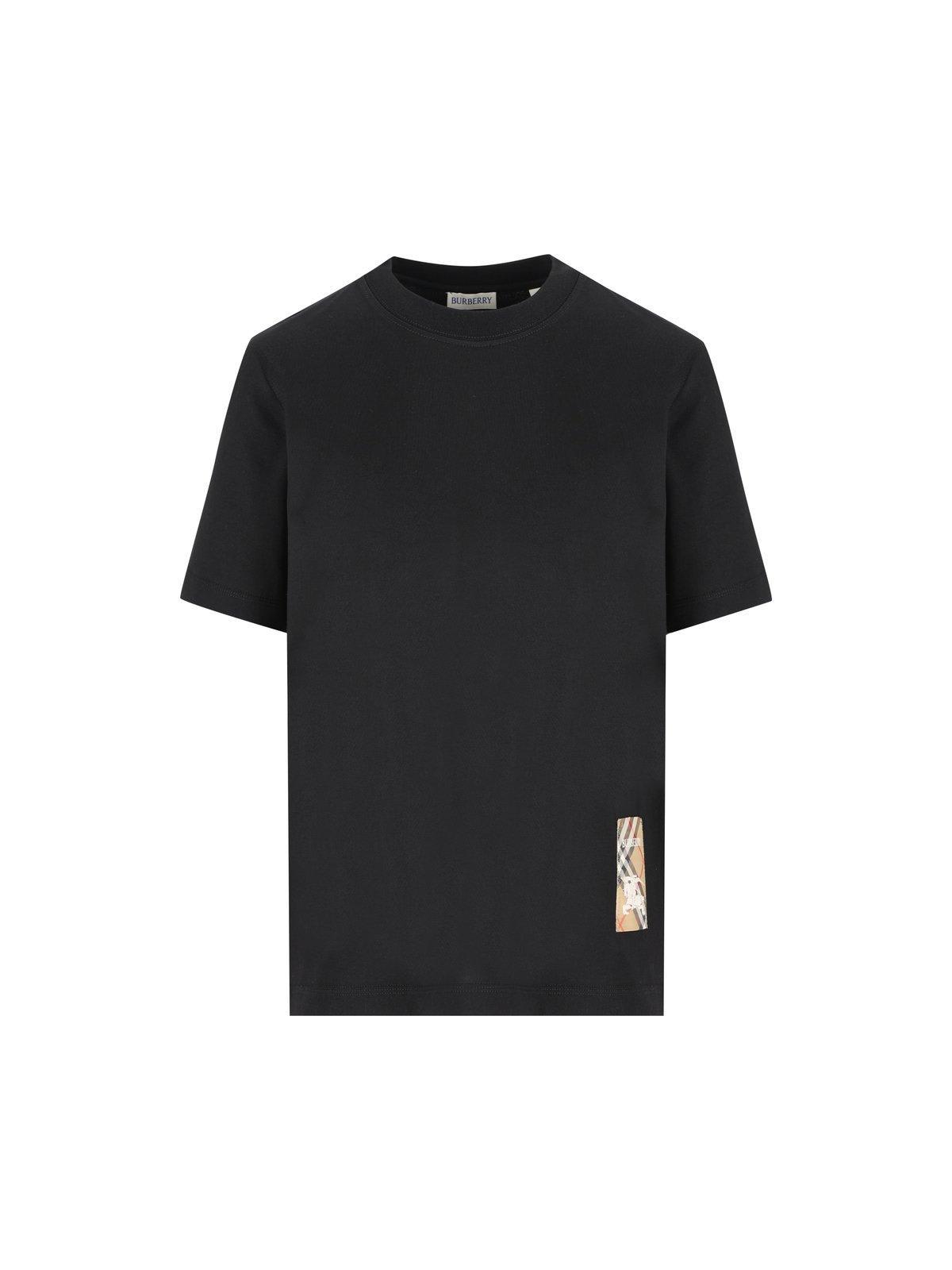 burberry checked patch crewneck t-shirt