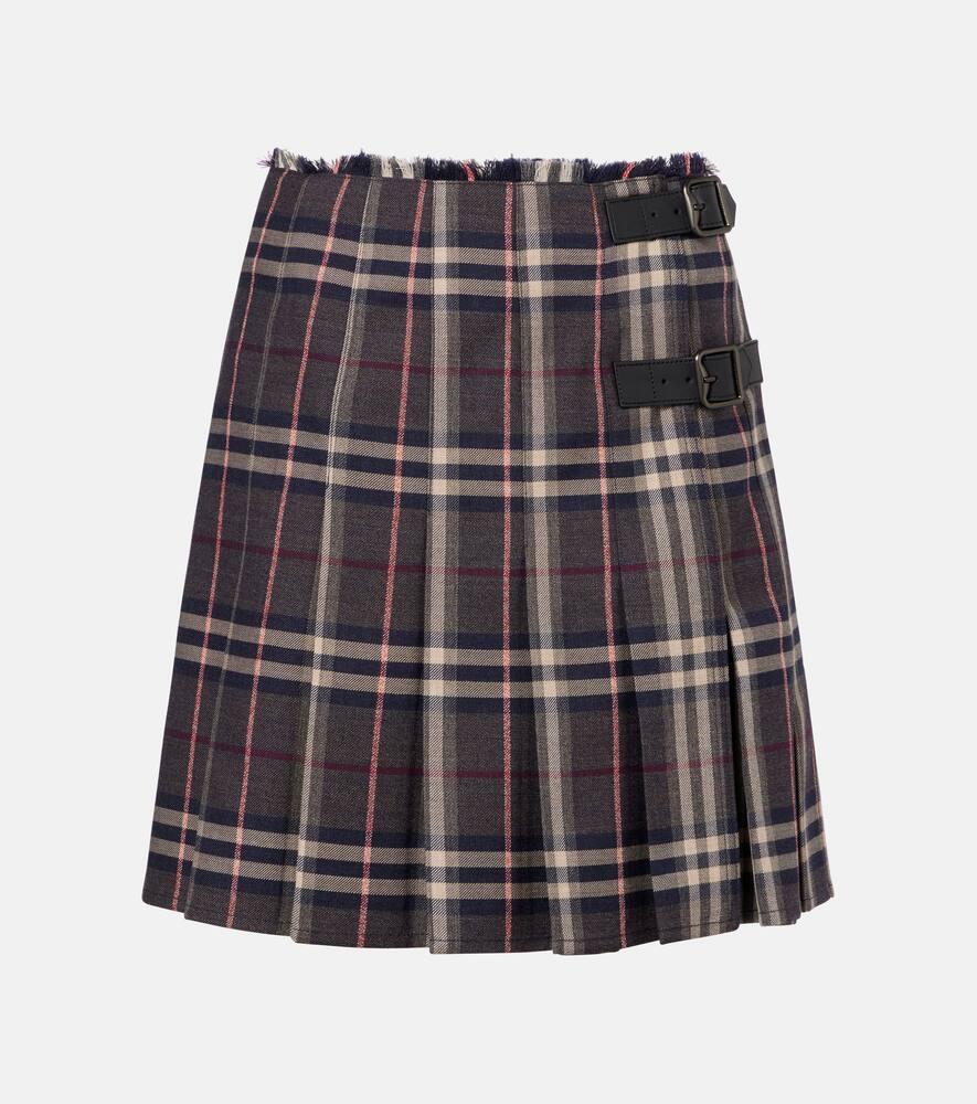 burberry checked wool miniskirt