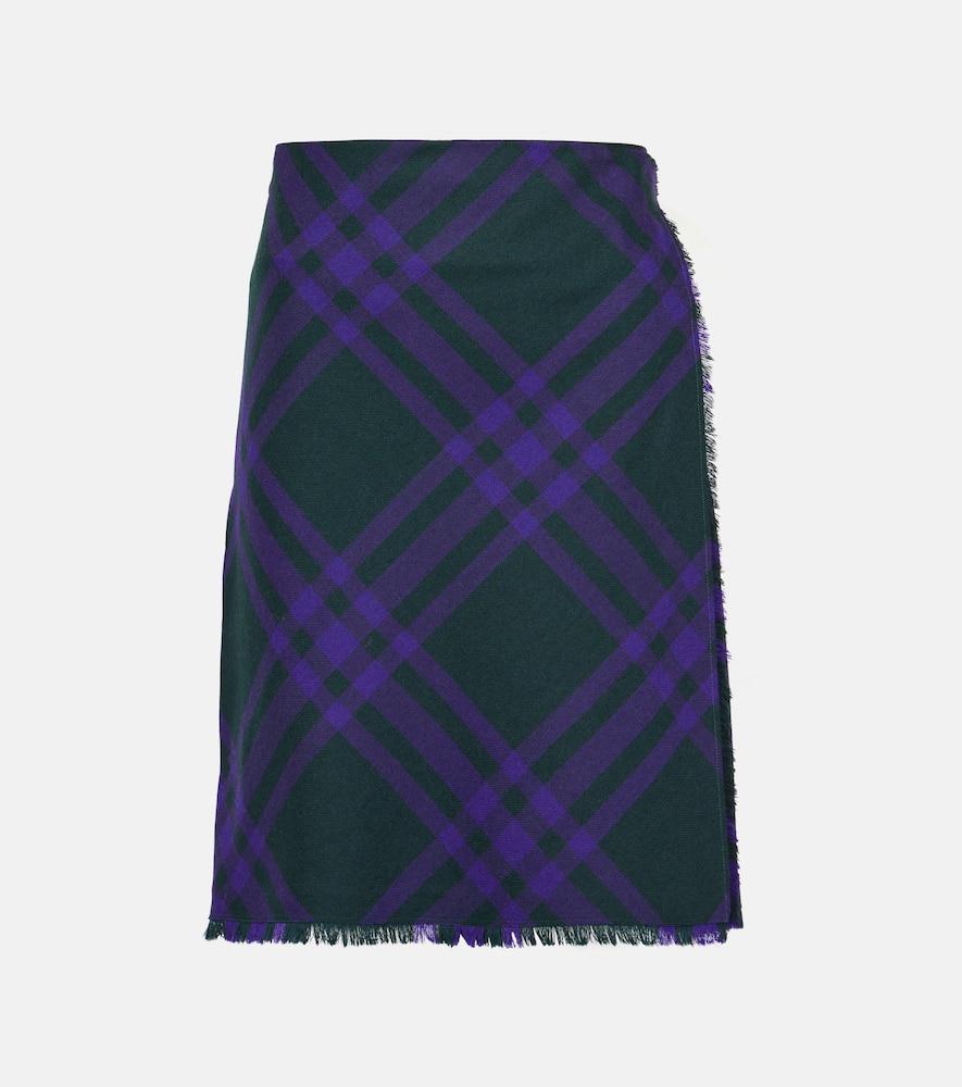 burberry checked wool wrap skirt