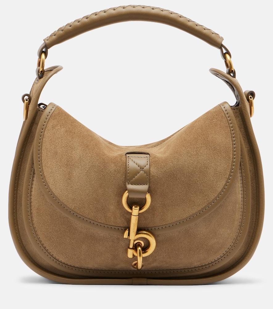 burberry clip messenger suede top