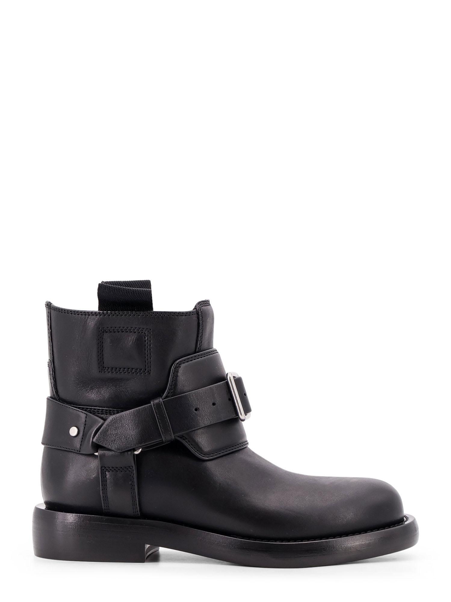 burberry cobble leather boots with strap