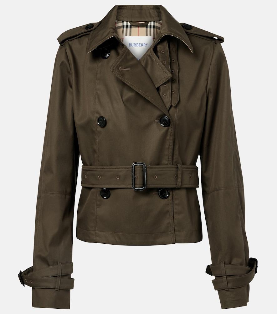 burberry cropped cotton gabardine trench jacket