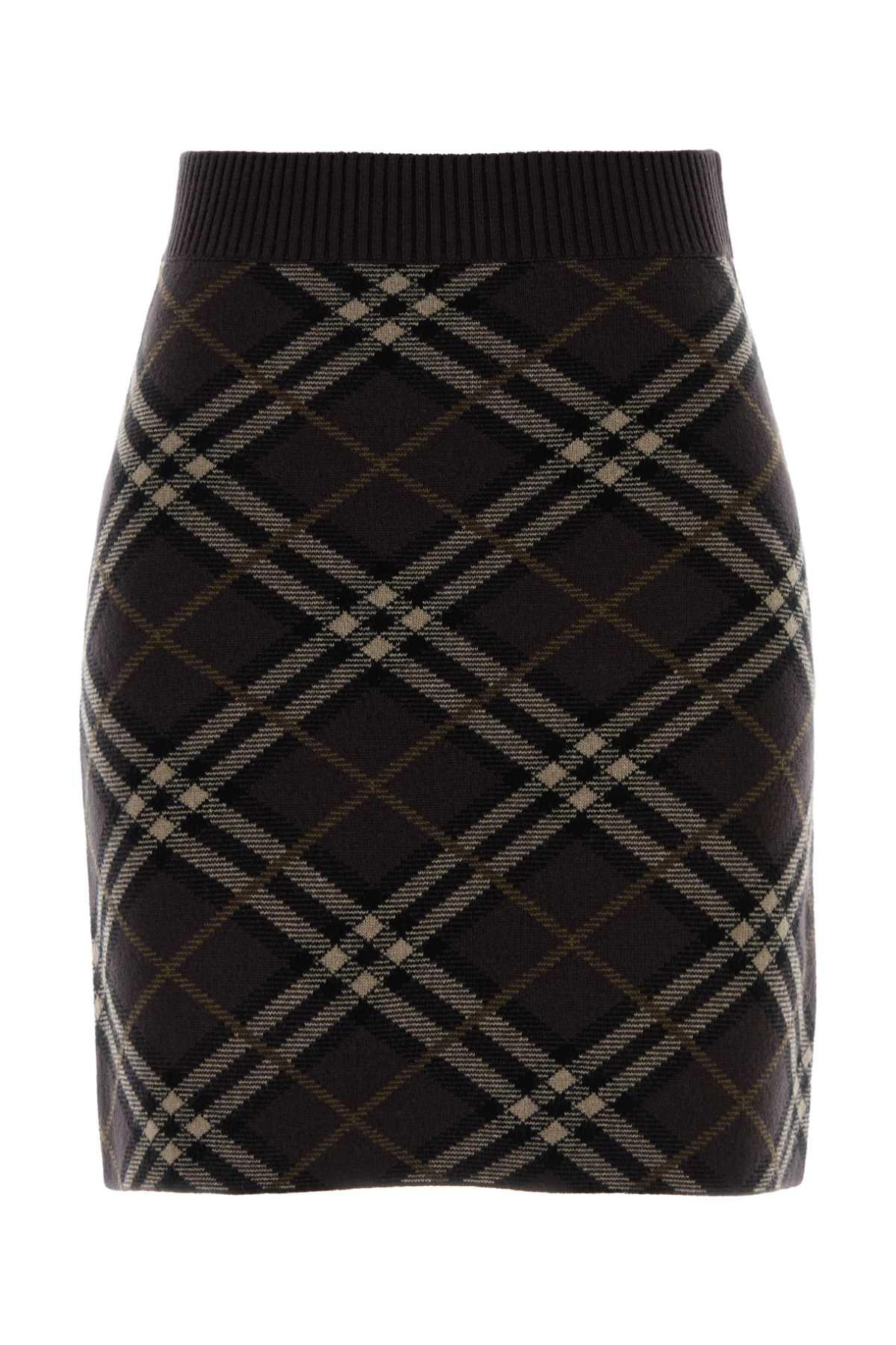burberry embroidered stretch wool blend mini skirt