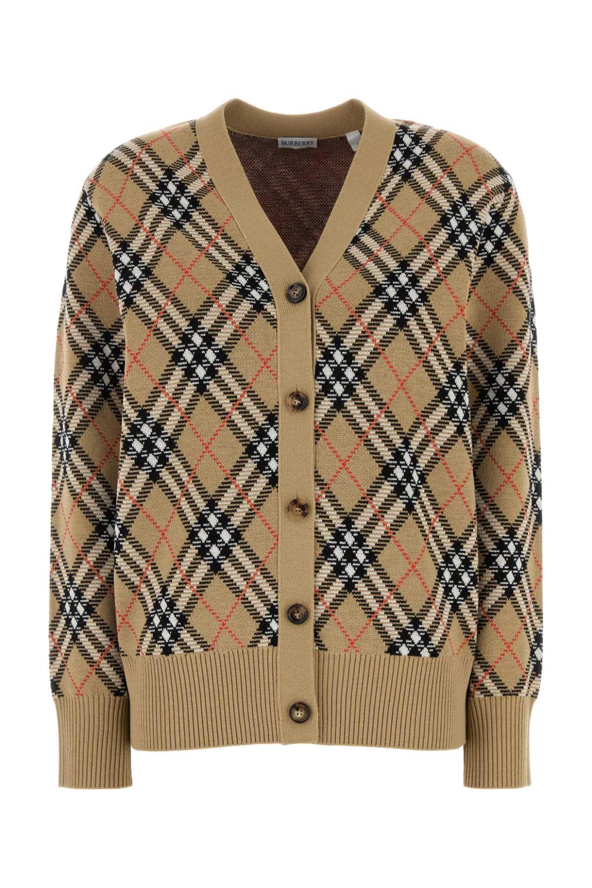 burberry embroidered wool blend cardigan