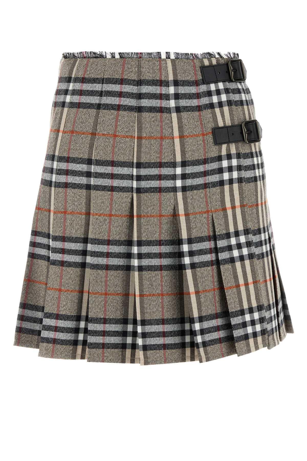 burberry embroidered wool skirt