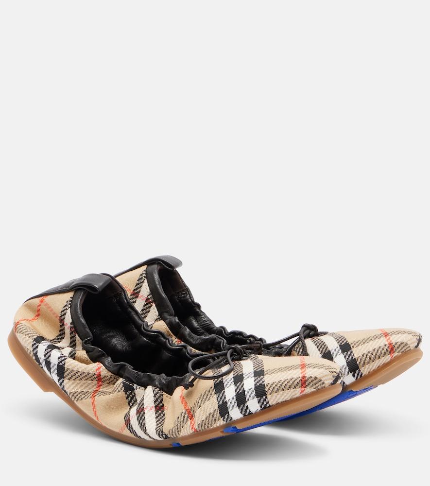burberry fawn burberry check ballet flats