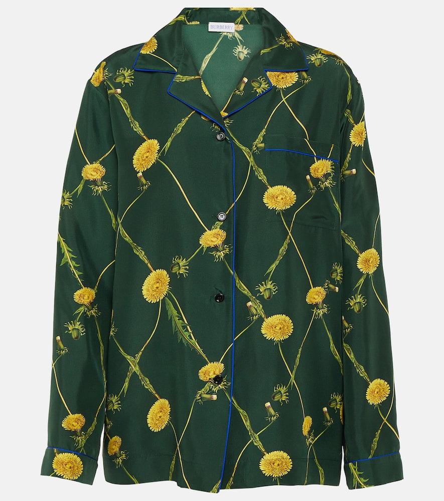 burberry floral silk poplin pajama shirt