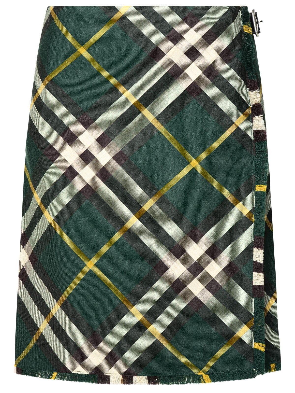 burberry green wool skirt