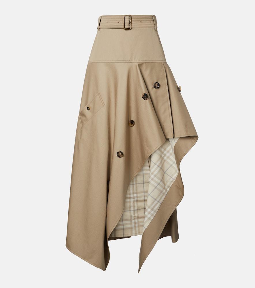 burberry heather asymmetric cotton midi skirt