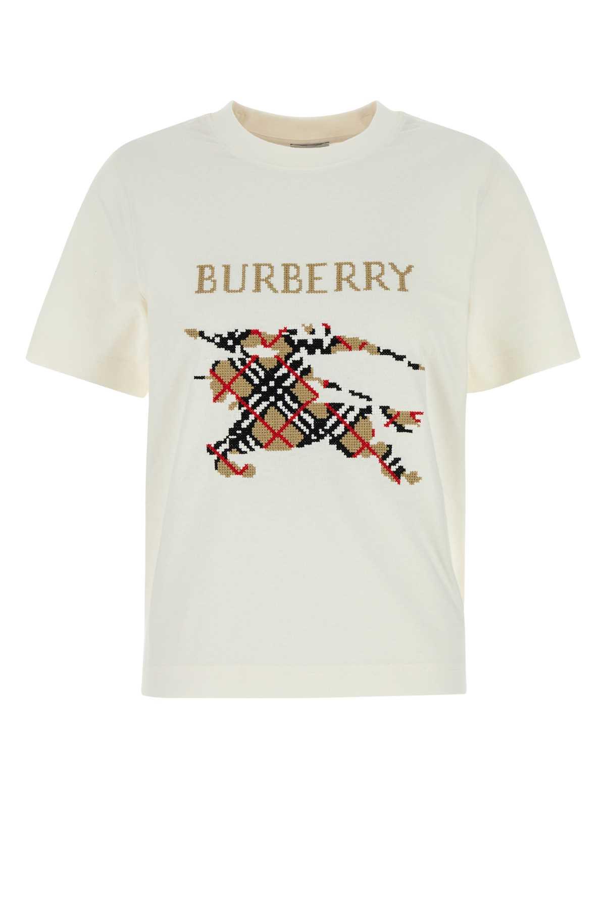 burberry ivory stretch cotton t-shirt