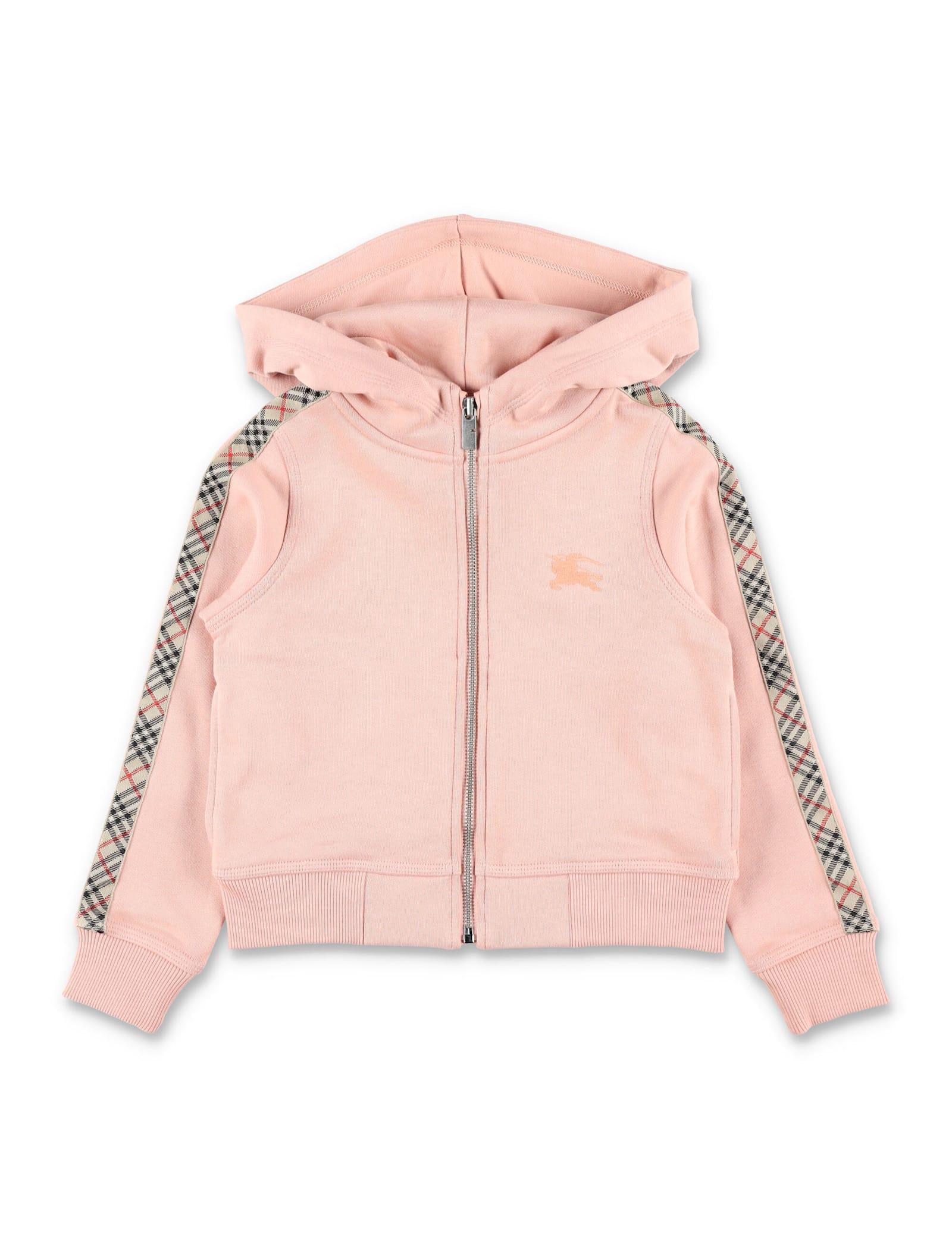 burberry kid - zip hoodie slipper tone with check trim