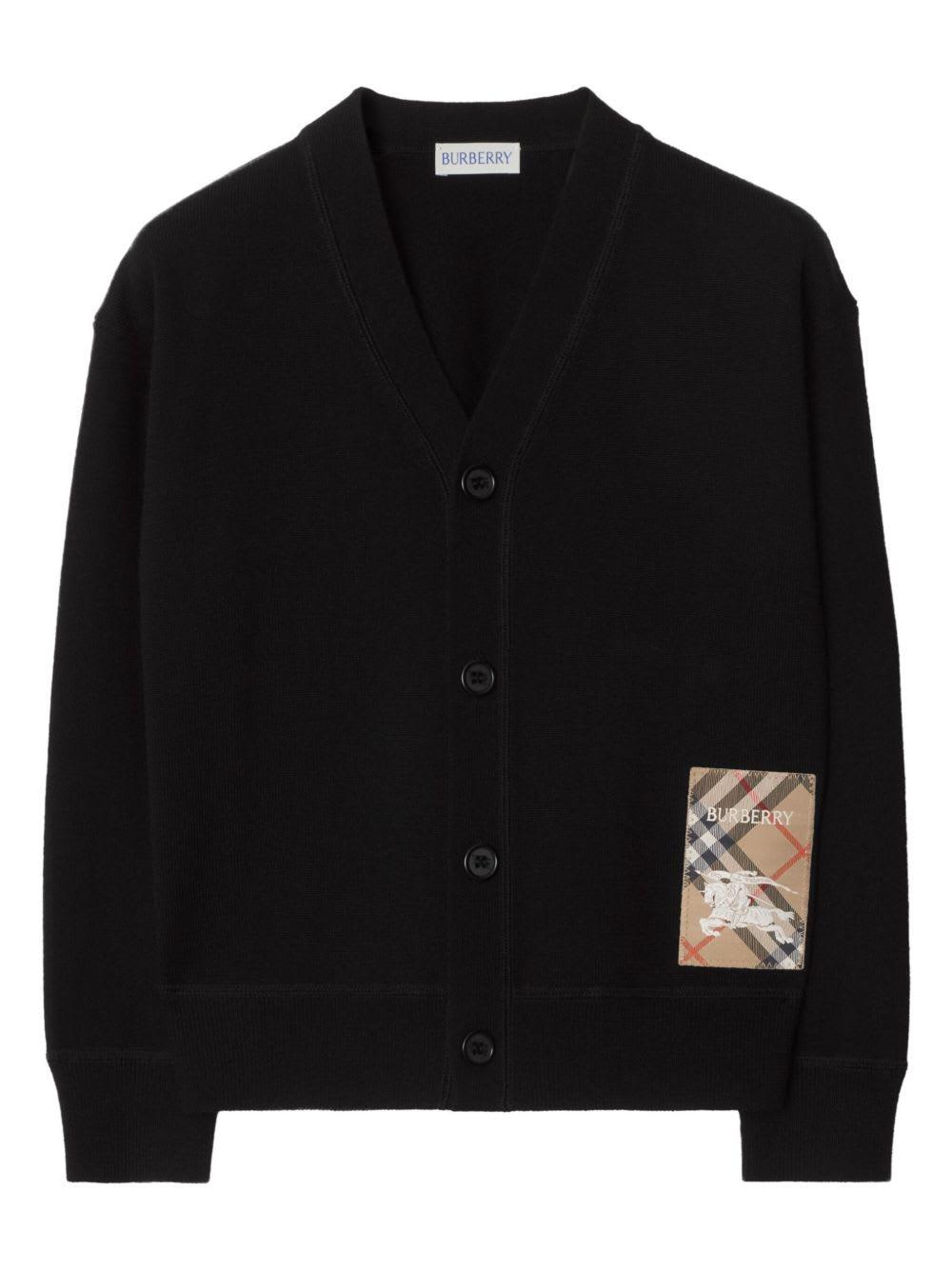 burberry kids wool cardigan with logo application