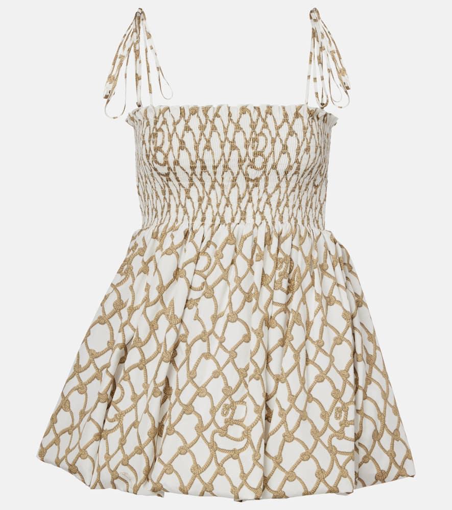 burberry knot shirred cotton minidress