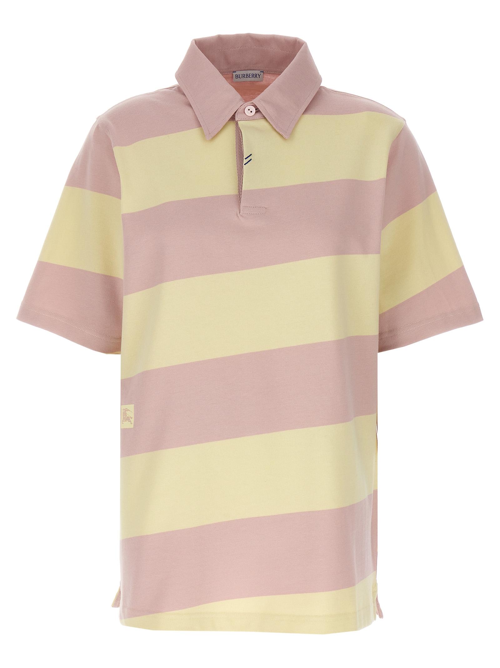 burberry logo striped polo shirt multicolor cotton - women