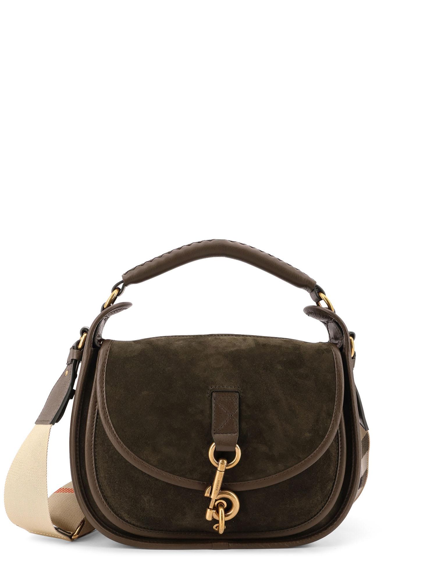 burberry messenger b clip suede crossbody bag