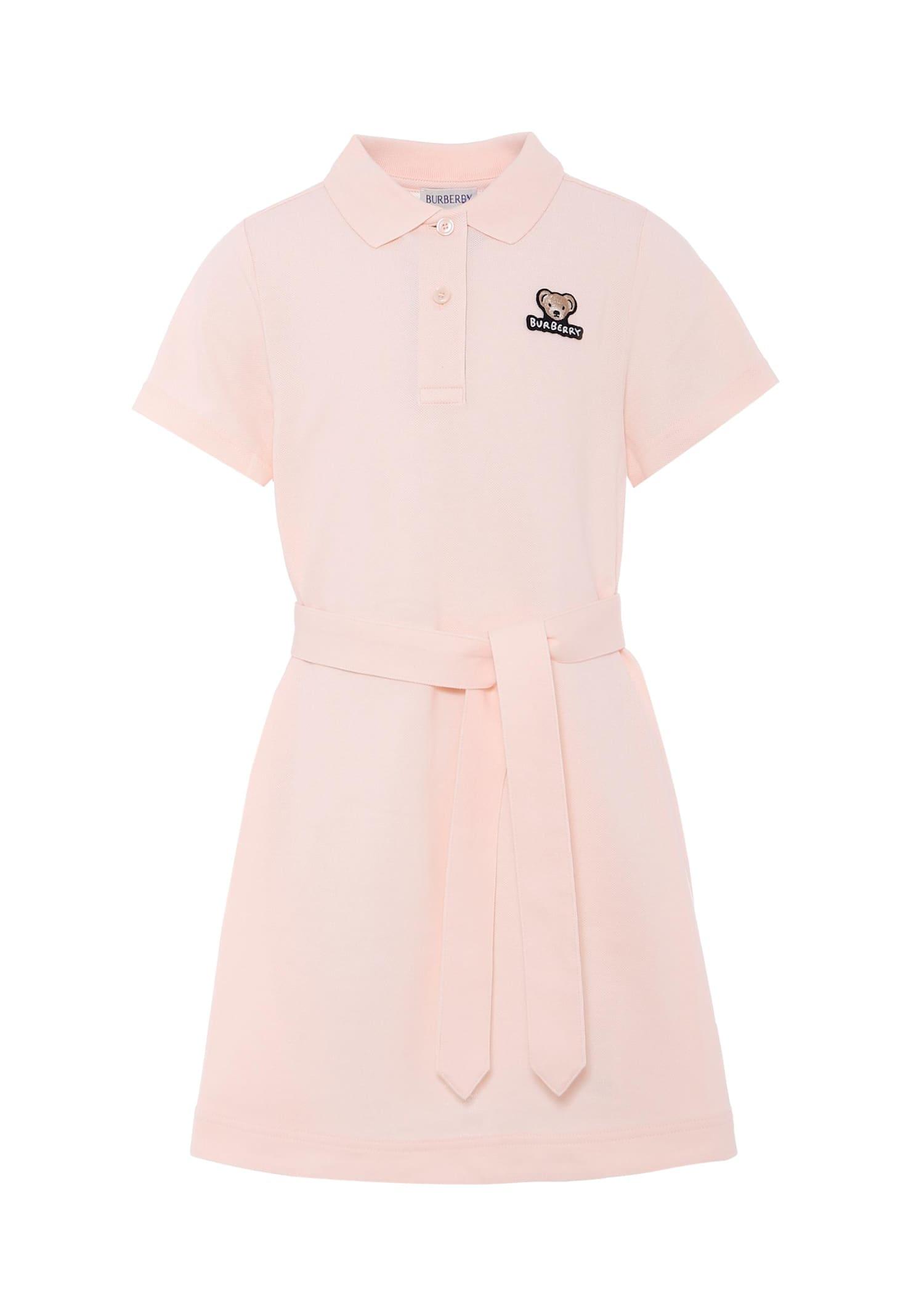 burberry pink dress for girl with teddy bear