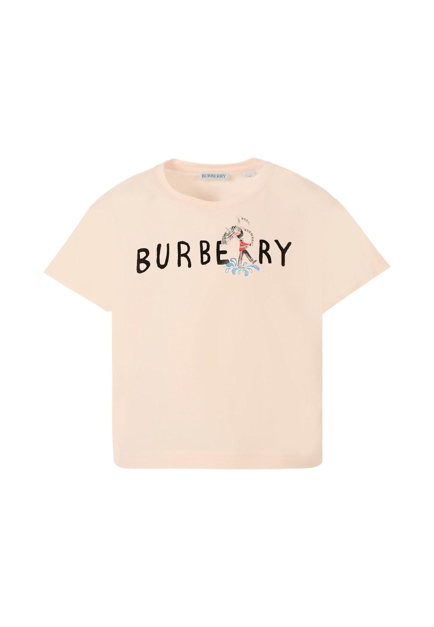 burberry pink t-shirt for girl with logo