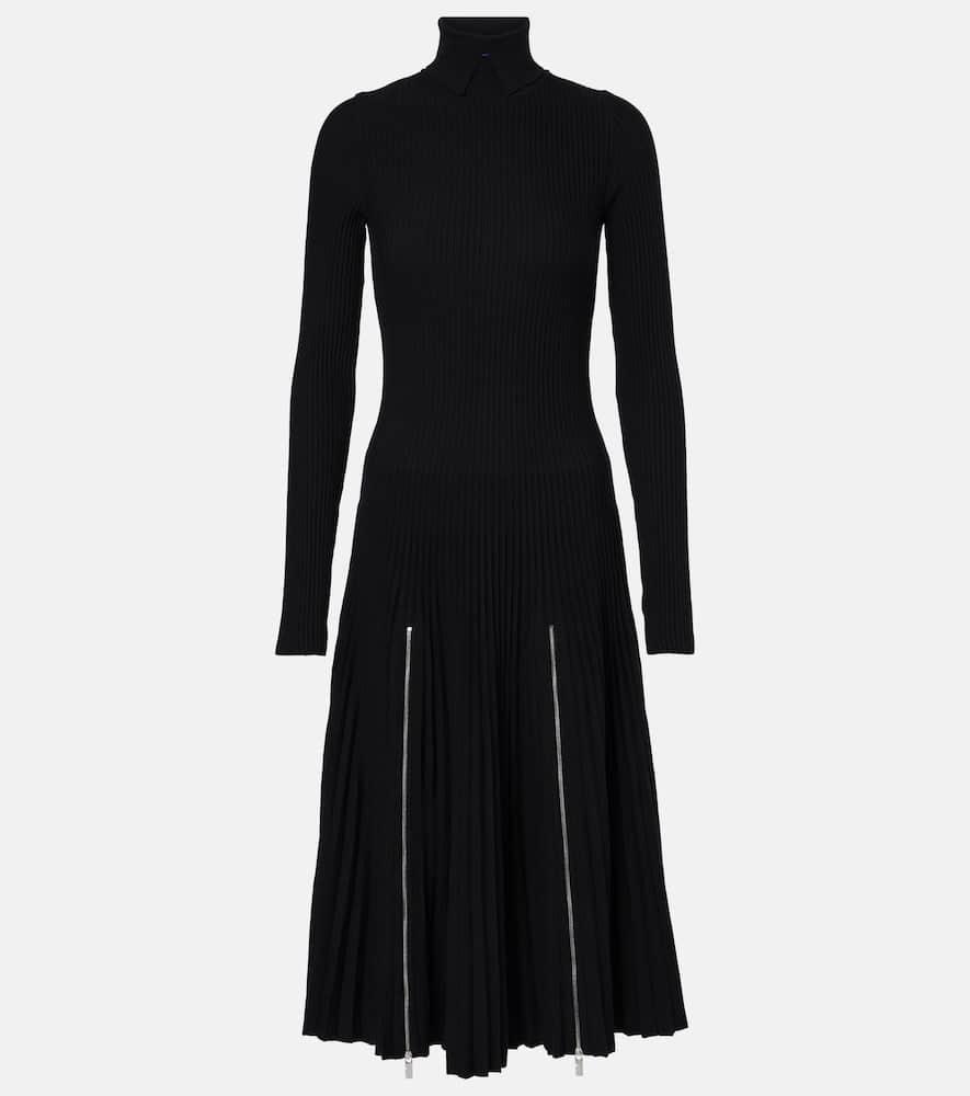 burberry pleated jersey midi dress