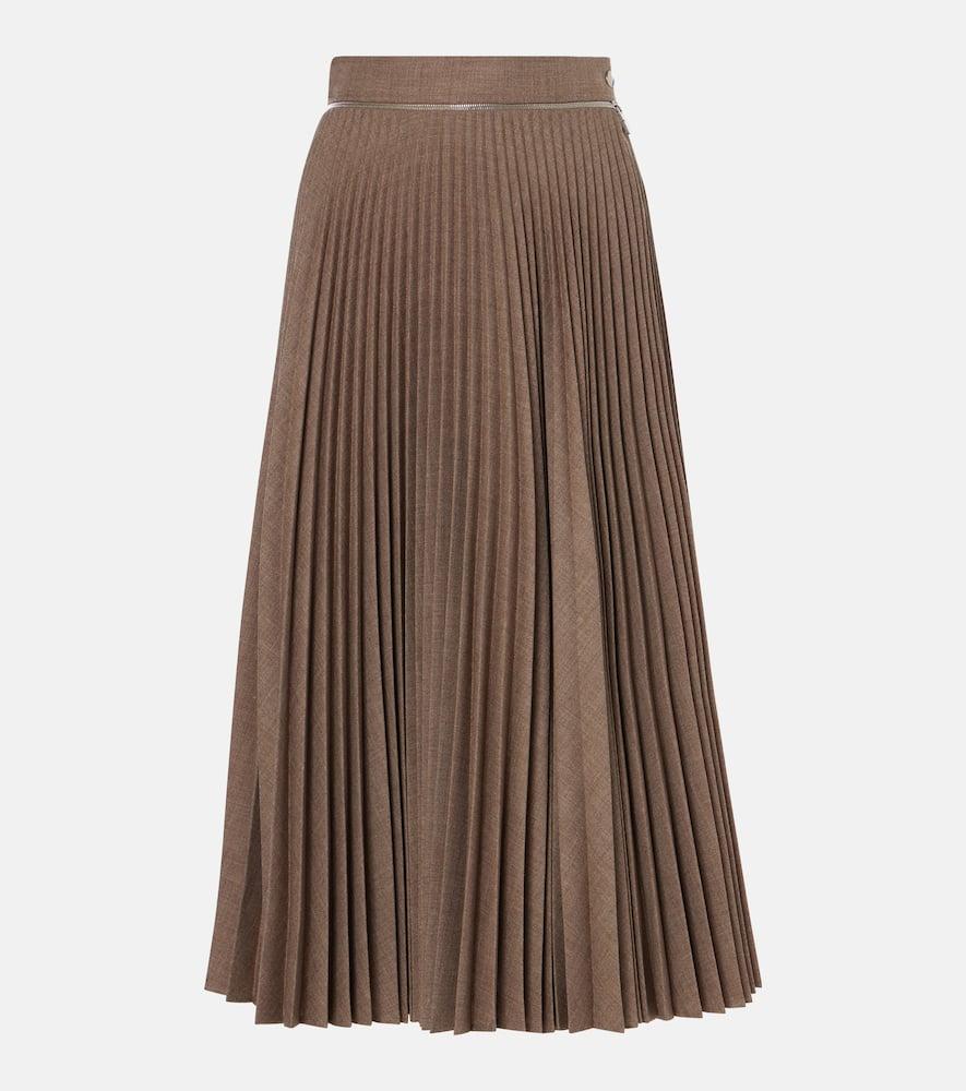 burberry pleated wool midi skirt