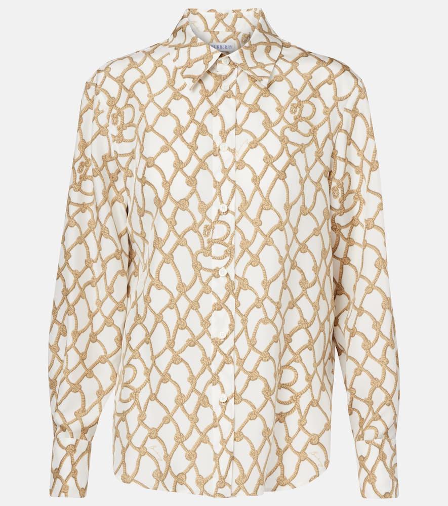 burberry printed silk poplin shirt