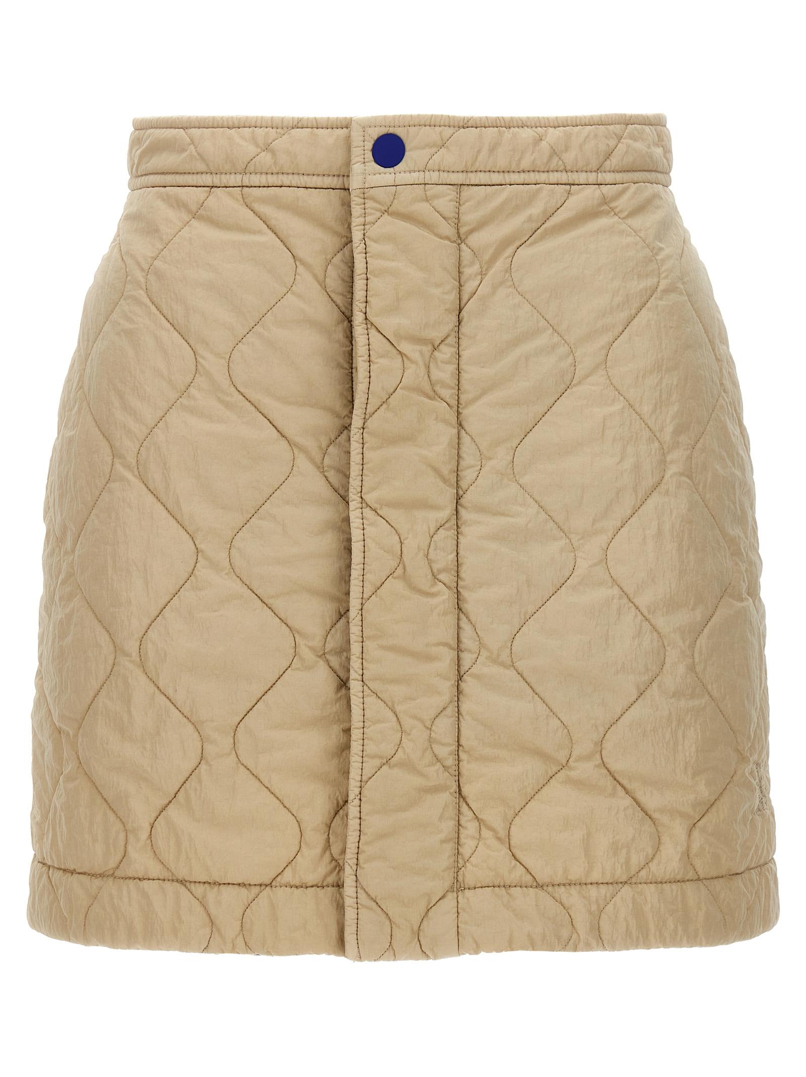 burberry quilted nylon skirt beige polyamide - women