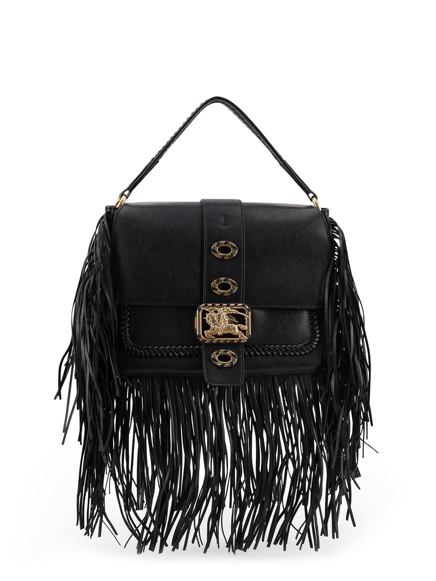 burberry rider leather shoulder bag with fringed edges