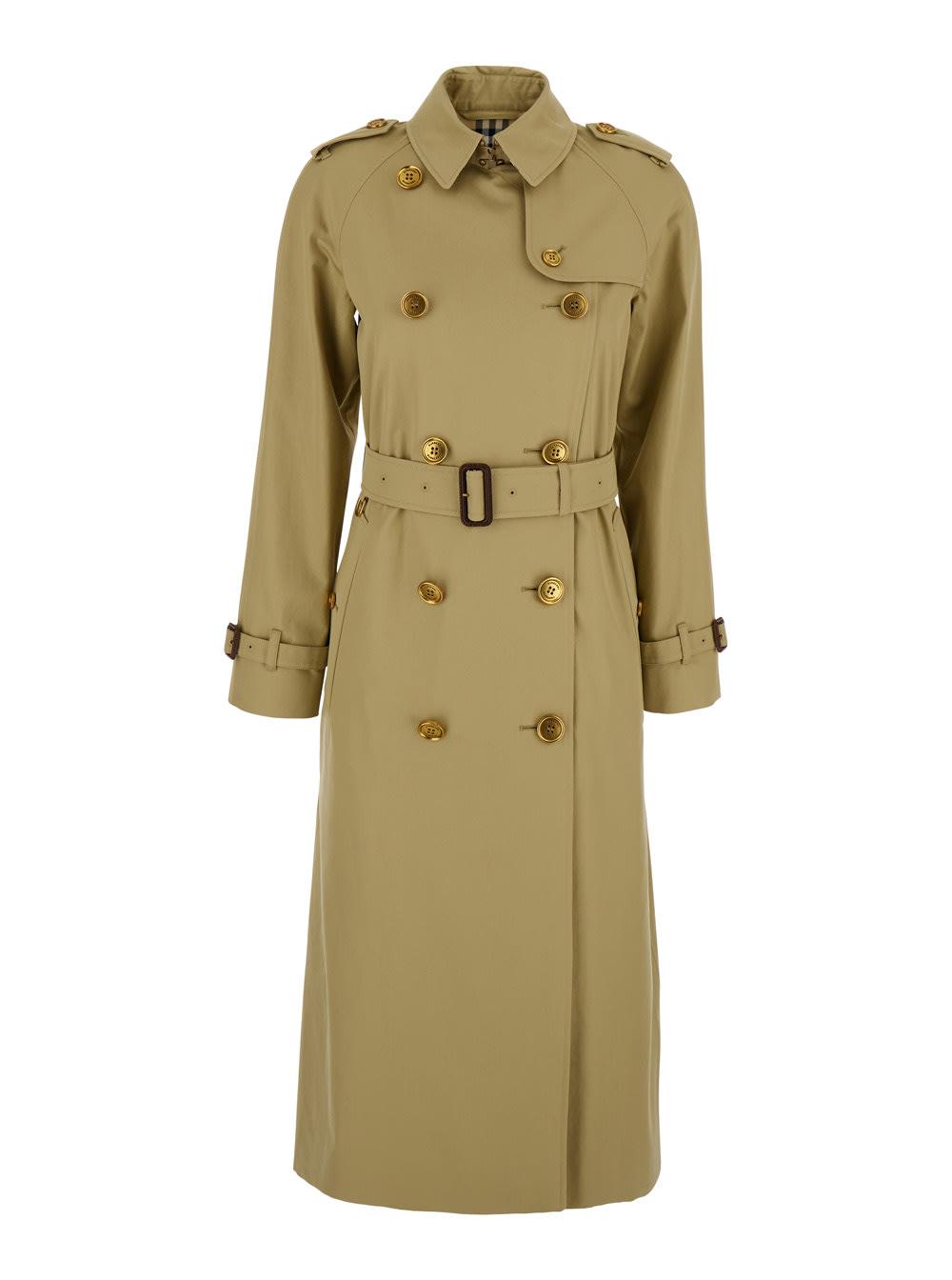 burberry sage green gabardine waterloo trench coat