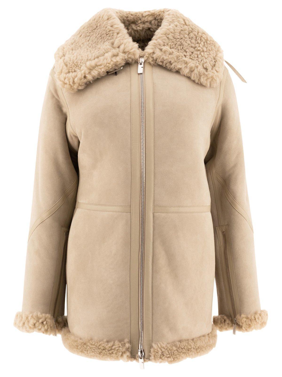 burberry shearling zip-up jacket
