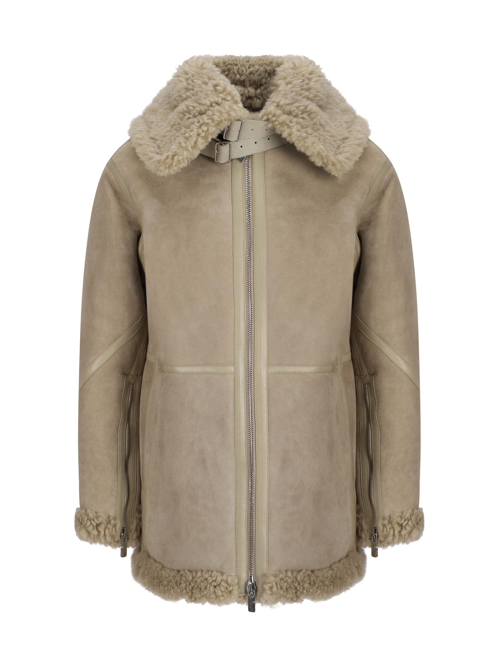 burberry shearling zip-up jacket